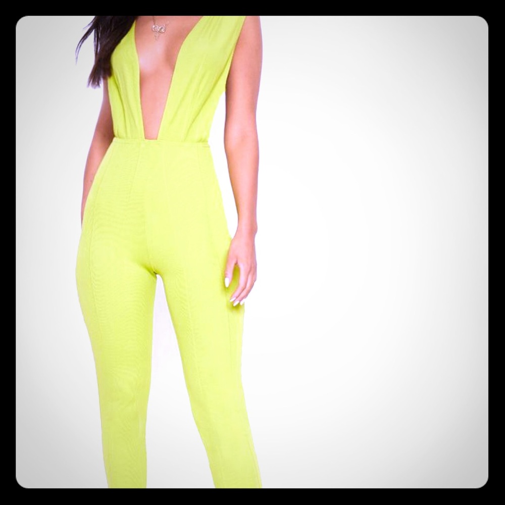 Lime Plunge Jumpsuit